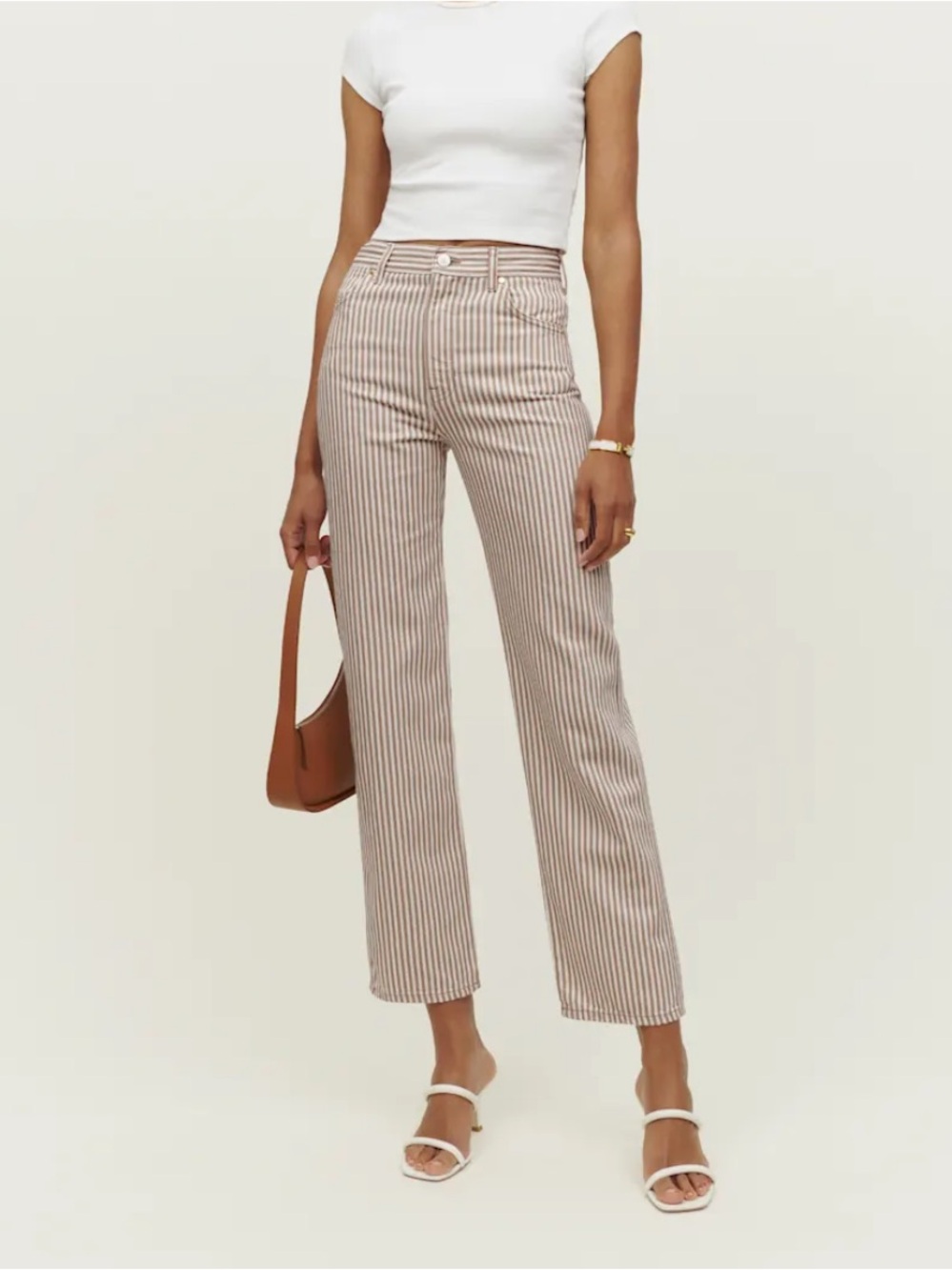 Reformation Cowboy Striped High Rise Straight Jeans - NWT size 30